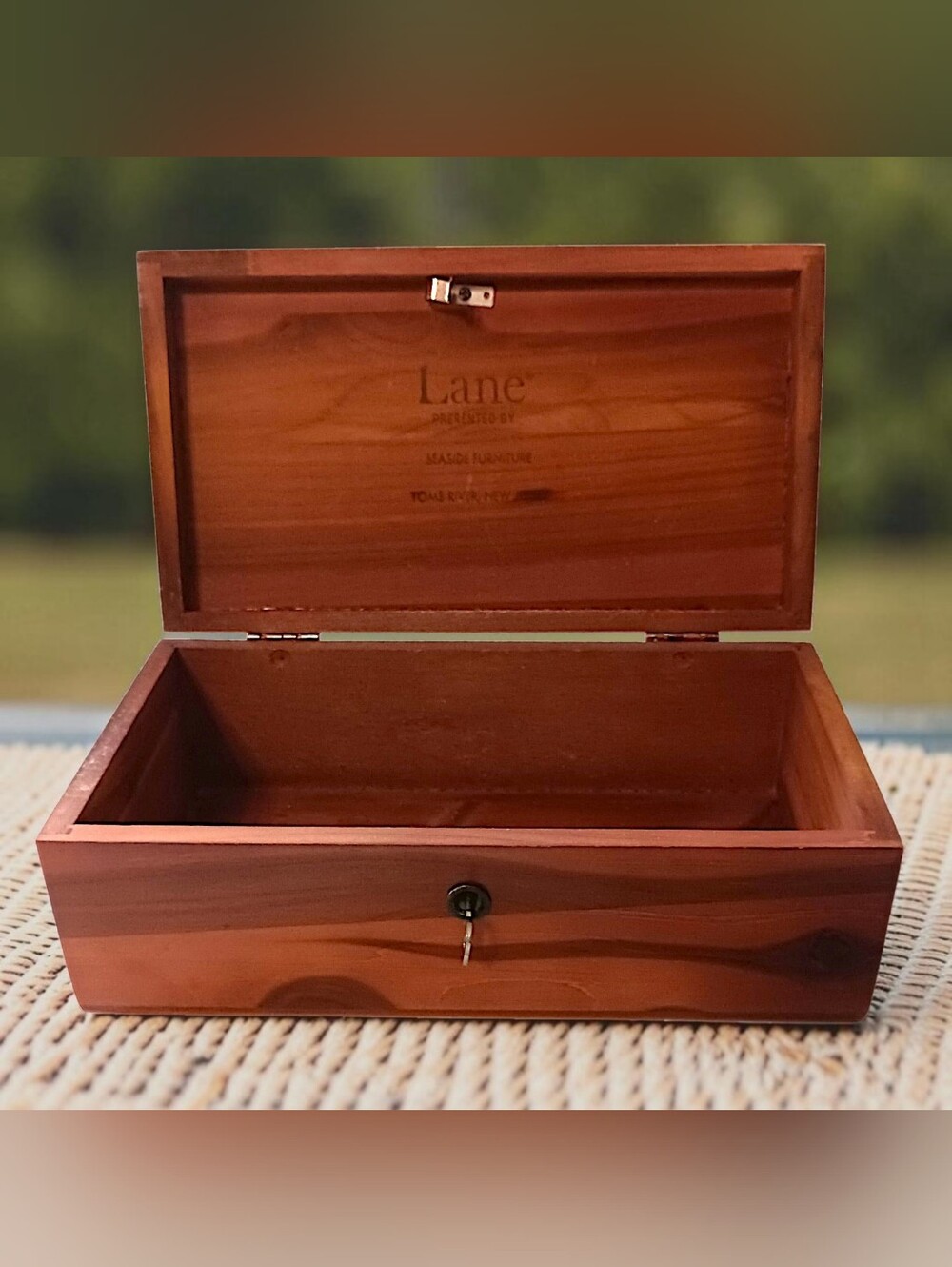 Vintage Lane Mini Cedar Hope Chest Jewelry Trinket Box Salesman Sample Has Key